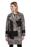 Desigual Damen Detroit Oversized Karo und Spitze Wintermantel, Schwarz , 62