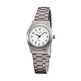 REGENT Damen-Armbanduhr grau Silber Analog F-855 Titan (Metall)-Armband URF855 Analoguhr