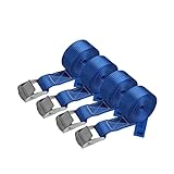 Zurrgurt Spanngurt belastbar bis 250 kg DIN EN 12195-2 Befestigungsgurt Klemmverschluss Befestigungsriemen blau verschiedene Längen Stückzahlen, 4er Pack 2.5 cm x 2.5 m
