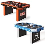 Sportime LED-Airhockey-Tisch 5,5 ft | LED Pucks und Pusher | Starkes Gebläse | Elektrozähler | In Zwei Designs | Mit Sound | High-Speed Oberfläche | Inkl. USB Ladekabel