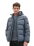 TOM TAILOR Herren 1037339 Puffer-Jacke mit Kapuze, 32506-dusty Dark Teal, XL