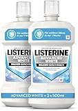 LISTERINE Advanced White Milder Geschmack (500 ml), Mundspülung zur Entfernung hartnäckiger Zahnverfärbungen, für weißere Zähne in nur 1 Woche, Mundwasser bekämpft wirksam Bakterien im Mundraum