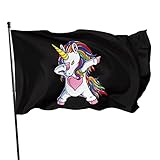 NIBABA 90 x 150 cm, dekorative Hausflagge, Hof-Banner, lustig, niedlich, Einhorn-Flagge, Druck, Gartenflagge, hängende Flagge, Dekoration, Dabbing Cute Unicorn 1