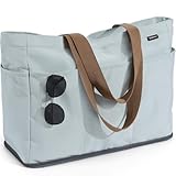 GAGAKU Strandtasche XXL mit Kühlfach, Wasserfest Beach Bag mit Reißverschluss – Faltbar Groß Badetasche für Familie, Damen, Schwimmbad, Reisen - Blau, 50x38x19cm