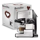 Breville PrimaLatte Kaffee- und Espressomaschine | italienische Pumpe mit 15 Bar | für Kaffeepulver oder Pads geeignet | Integrierter automatischer Milchschäumer | Metallic/Weiß | VCF045X