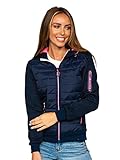 BOLF Damen Übergangsjacke Steppjacke mit Kapuze Daunenjacke Reißverschluss Sportjacke Zip Wärme Freizeit Outdoor Basic Casual Style J.STYLE KSW4001 Dunkelblau M [D4D]