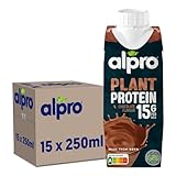 Alpro Proteindrink Schokoladengeschmack – Vegan und milchfrei – Ohne Süßstoffe – Von Natur aus laktosefrei – Reich an Ballaststoffen, Calcium und Vitaminen – 15 x 250 ml – Haltbar