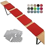 heimtexland ® Sitzkissen 4er Set Bierbank Polster Auflage Bierzeltgarnitur Garten Deko Kissen Typ859 Rot