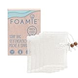 Foamie Seifensäckchen 5er Set, Bio Seifenbeutel für festes Shampoo & festes Duschgel Seifenreste, Seifennetz für noch mehr Schaumbildung & Trocknen der Seife, 100% Baumwolle