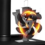 Kaminventilator, 6 Flügel-Ofenventilator Stromloser Leiser Betrieb, Wärmebetriebener Ventilator mit Thermometer, Kaminöfen Ohne Strom Hitzebetrieben Kamin Ventilator für Holz/Holzbrenner/Kamin Erhöht…