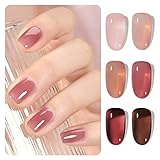 GAOY Rose Garden Gel Nagellack Set mit 6 Farben, Transparent Nude Rot Rosa Braun, für Salon Gel Maniküre und Nagelkunst DIY zu Hause