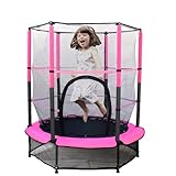 Kinder Trampolin Ø 140cm Indoor Kindertrampolin mit Sicherheitsnetz & gepolsterter Sicherheitsabdeckung, Draußen Trampolin für ab 3 Jahre, Gartentrampolin, Belastbarkeit 45kg