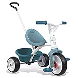 Smoby - Be Move blau - Kinderdreirad mit Schubstange, Sitz mit Sicherheitsgurt, Metallrahmen, Pedal-Freilauf, für Kinder ab 15 Monaten