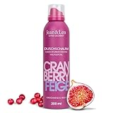 Jean & Len Verwöhnender Duschschaum Cranberry & Feige, samtweiches Hautgefühl, fruchtiger Duft, Gel-to-Mousse Technologie, ohne Parabene & Silikone, vegane Schaumdusche, 200 ml