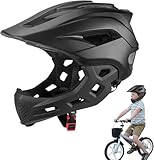 Ghzste Kids Full Face Helm, 2 in 1 Kinder -Skateboard und Fahrradhelme, Leichter Mountainbike -Helm Abnehmbar, für, BMX, Dirtbike (Schwarz)