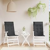 Seat Cushions Sitzkissen Gartenstuhl Gartenstuhlauflagen Stuhlkissen Outdoor - Hochlehner-Auflagen 2 STK. Schwarz Oxford-Gewebe für Stühle & Sessel Gartenstühle Sonnenliegen Outdoor