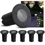 SSC-LUXon 6er Set Bodeneinbaustrahler KALPA schwarz 230V IP67 wasserdicht befahrbar & rostfrei - Ideal für Wege, Terrassen & Garten