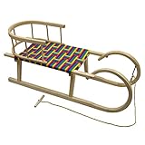 BambiniWelt by Rafael K. Hörnerschlitten, Hörnerrodel mit Rückenlehne und Zugseil, Sitzfläche aus Kunstfasern,100cm, REGENBOGENDESIGN