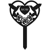 CREATCABIN Grabschmuck für Mütter, Metallpfähle, Blume, Vogel, herzförmig, Trauer, Grabmarkierungen, Friedhof, Gartenstecker für Mutter, Gedenktafel für den Außenbereich, Hof, Grabdekoration, 22,6 x