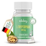 Vitabay L-Tryptophan 500 mg | 120 vegane hochdosierte Tabletten | Pflanzlich & vegan | Hohe Bioverfügbarkeit | Laborgeprüft & hergestellt aus hochwertigen Rohstoffen