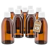 LG Luxury & Grace Set 9 Glas-Flaschen, 250 ml. Braunglas-Flaschen. Tropfflaschen mit Schraubverschluss. Nachfüllbare Flaschen. Dosierung und Lagerung flüssiger Substanzen.