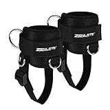 zenlete 2 Stück Fußschlaufen Kabelzug 5 D-Ringen und extra Band verstellbar für Frauen und Männer - Ankle Straps für Fitness Training Kickbacks