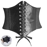 YUGUOLAN Corset Halloween Piratengürtel - Elastisches Leder Corsage für Damen, Retro-Korsettgürtel für Partys und andere Events (Schwarz)
