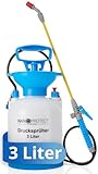 Nanoprotect Drucksprüher 3 L | Universelle Sprühflasche für Essigsäure, Wasser, Dünger und mehr | Mit Schlauch, Tragegurt und Verstellbarer Düse, Weiß, Gelb, Blau