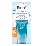 Biore Aqua Rich UV - Leichtes Feuchtigkeitsfluid für das Gesicht - Sonnenschutz - Lichtschutzfaktor LSF 50 - UVA/UVB - Funktioniert unter Make-Up - Nicht-fettend