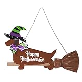 Generisch ene Wanddeko mit Hundemotiv, Feiertags-Türhänger „Happy Halloween“ Windspiel Garten (Brown, 40X35X1cm)