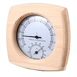 TOGEVAL Saunazubehör Holz Hygrothermograph 2 In 1 Thermometer Hygrometer für Saunaraum Temperatur und Feuchtigkeitsmesser