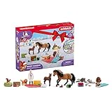 schleich 98982 HORSE CLUB Adventskalender 2023, Spielzeug Adventskalender mit 2x schleich Pferde Figuren, 1x Reiterin, 1x Hund und viel Zubehör, Adventskalender für Kinder ab 5 Jahren