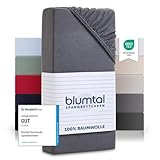 Blumtal® Basics Spannbettlaken 90x200cm Jersey - bettlaken 90x200cm aus 100% Baumwolle - Oeko-TEX zertifiziertes Spannbetttuch 90x200 cm - Matratzenbezug 90x200 cm - Leintuch - Bettbezug - Grau