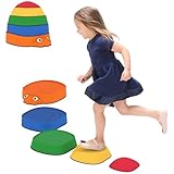 AIYAPLAY Balanciersteine für Kinder 5 Stück Rutschfeste Stapelsteine stapelbar Balance Steine zur Förderung von Balance Gleichgewichts, Flusssteine 2-8 Jahren Trittsteine für Drinnen Draußen