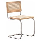 Mid Century Moderner Rattan-Esszimmerstuhl - Ergonomischer Armlehnstuhl für Küche & Terrasse mit röhrenförmiger Rückenlehne & stabilen Metallbeinen - Stilvolle & bequeme Sitzgelegenheit