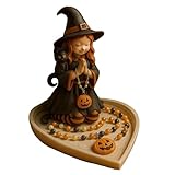 Hitburu Rosenkranzhalter,Halloween Schmuckbox Für Mädchen | Aufbewahrung Für Schmuckstücke Ohrringe Armbänder Perlen Taufe