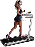 Klappbar Laufband für Zuhause, 2 in 1 Walking Pad, Gehunterlage mit großer Lauffläche, 14 km/h Home Treadmill, LCD Display, Keine Installation erforderlich, 12 Laufprogramme, Intelligente APP