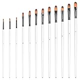smatime 12 Stück Nylon Pinsel Set, Künstlerpinsel Acryl Aquarell Pinsel Filbert Malerpinsel für Acryl, Ölmalerei, Aquarell, Gouache Malerei, Weiß