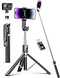 ANXRE 125cm Selfie Stick Handy Stativ Mit FernauslöSer [VerstäRkter Ständer],360° Drehbarer Tragbar Stativ Handyhalterung Tisch für Smartphone,Selfie Stick Stativ Kompatibel mit iphone Samsung Android