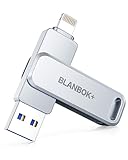 BLANBOK+ Apple MFi-zertifizierter USB Stick 128G Phone Externer iPhone Stick Speicherstick USB External Memory Stick für iPhone Photostick Lightning Backup für iPhone/iPad/Android/PC