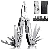 Multitools,23 in 1 Faltbares Edelstahl Multifunktionale Zange,Survival Multifunktionsmesser perfektes Camping Zubehör mit 9 Schraubendreher Bits und Gurtcliptasche für Camping, Outdoor, Papa Männer
