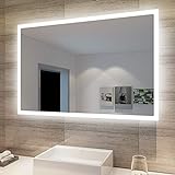 SONNI Badspiegel mit Beleuchtung 60x40 cm LED Badspiegel Wandschalter Badezimmerspiegel Wandspiegel Lichtspiegel IP44