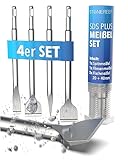 STONE REEF SDS Plus Meißel Set [4-teilig inkl. Fliesenmeißel], Sds Meißel, Meisel, Flachmeißel, Meissel, Sds Meißel Set, Meiselset für Bohrhammer, Spachtelmeißel, Spitzmeißel, Sds Meißel breit fliesen