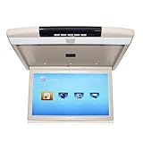 DHMYYXGS 17,3 Zoll Full HD Digital Video Display,Ultra-Thin Digital Tft 16:9 Dachmonitor,Auto Overhead Video Player Mit HDMI/Av/USB & Buntem Aura-LED – Für Auto & Bus,1080p Unterstützung 17.3in-Beige