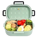 1000ml Bento Box, Auslaufsichere Brotdose Kinder und Erwachsene,Lunchbox mit Fächern，Auslaufsichere Brotzeitbox (Grün)