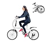 KigerNee 20 Zoll Faltrad Klappbar Erwachsene Weiß - 6-Gang Schaltung, Höhenverstellbarer Sitz & Lenker, Schnellfalt-System, 90kg Tragkraft - Klappfahrrad für City, Camping & Offroad mit LED Licht