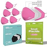 Placide® 5x, 30-mal waschbar, Wiederverwendbar FFP2 R D Stoffmaske, Baumwolle, Erwachsenengröße, CE zertifiziert, Nanotechnologie, 4-lagig, 5-Pack (Pink)