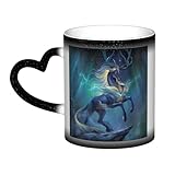 ZORIN Wärmewechselnde Tasse, mythische Kreaturen, Aurora Borealis, wärmeempfindliche Farbwechsel, Keramik-Kaffeetassen, tolles Geschenk für Damen und Herren, Schwarz