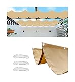 Sonnensegel Einziehbares 1x3M(BxL) Verstellbar Sonnensegel Welle Aufrollbar Segeltuch Markise Wasserdicht Sonnenschutz UV-Schutz für Outdoor Pergola Garten Balkon Terrasse Sand