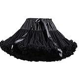 Homipooty Damen Elastische Taille Tüll Petticoat Tutu Party Mehrschichtiger Puffy Cosplay Rock Unterrock, Länge 40 cm, Taille 56-100 cm Schwarz